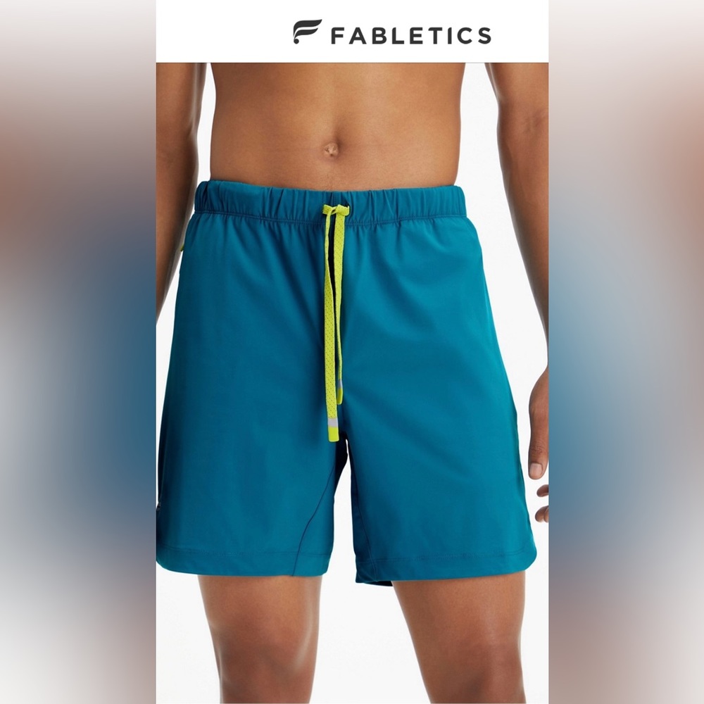 NWT - Fabletics Men’s The One Short 7”, Nautical Teal, XL